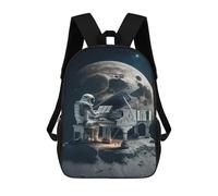 sinyumoney 3D Printed Children Astronaut Playing Piano on The Moon -1 Rucksacks Fashion Casual Daypack Cute Travel Bags Outdoor Casual Daypack for Boy And Girl 17inch