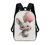 sinyumoney 3D Printed Children Backpacks Adorable Bunny Balloon Illustration Rucksacks Backpacks Fashion Casual Daypack Cute Travel Bags Outdoor Casual Daypack for Boy And Girl