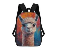 sinyumoney 3D Printed Children Backpacks Alpaca Painting Art Print-1 Rucksacks Backpacks Fashion Casual Daypack Cute Travel Bags Outdoor Casual Daypack for Boy And Girl