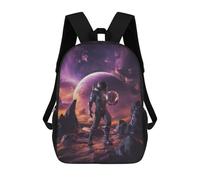 sinyumoney 3D Printed Children Backpacks Astronaut on Alien Planet Rucksacks Backpacks Fashion Casual Daypack Cute Travel Bags Outdoor Casual Daypack for Boy And Girl