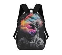 sinyumoney 3D Printed Children Backpacks Astronaut with Colorful Smoke Rucksacks Backpacks Fashion Casual Daypack Cute Travel Bags Outdoor Casual Daypack for Boy And Girl