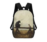 sinyumoney 3D Printed Children Backpacks Bull And Mouse on Bench Rucksacks Backpacks Fashion Casual Daypack Cute Travel Bags Outdoor Casual Daypack for Boy And Girl