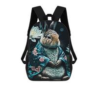 sinyumoney 3D Printed Children Backpacks Bunny Kimono Rucksacks Backpacks Fashion Casual Daypack Cute Travel Bags Outdoor Casual Daypack for Boy And Girl