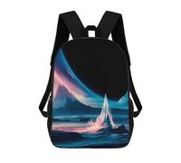 sinyumoney 3D Printed Children Backpacks Celestial Ice Peaks Rucksacks Backpacks Fashion Casual Daypack Cute Travel Bags Outdoor Casual Daypack for Boy And Girl