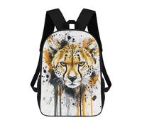 sinyumoney 3D Printed Children Backpacks Cheetah Portrait with Splashes Rucksacks Backpacks Fashion Casual Daypack Cute Travel Bags Outdoor Casual Daypack for Boy And Girl