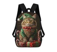 sinyumoney 3D Printed Children Backpacks Christmas Cat Elf Costume-1 Rucksacks Backpacks Fashion Casual Daypack Cute Travel Bags Outdoor Casual Daypack for Boy And Girl