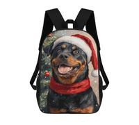 sinyumoney 3D Printed Children Backpacks Christmas Rottweiler Portrait Rucksacks Backpacks Fashion Casual Daypack Cute Travel Bags Outdoor Casual Daypack for Boy And Girl