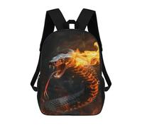 sinyumoney 3D Printed Children Backpacks Cobra Snake Fire Flames Rucksacks Backpacks Fashion Casual Daypack Cute Travel Bags Outdoor Casual Daypack for Boy And Girl