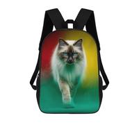 sinyumoney 3D Printed Children Backpacks Colorful Cat Portrait -6 Rucksacks Backpacks Fashion Casual Daypack Cute Travel Bags Outdoor Casual Daypack for Boy And Girl