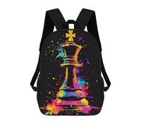 sinyumoney 3D Printed Children Backpacks Colorful Chess King Rucksacks Backpacks Fashion Casual Daypack Cute Travel Bags Outdoor Casual Daypack for Boy And Girl