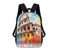 sinyumoney 3D Printed Children Backpacks Colorful Colosseum Art Print Rucksacks Backpacks Fashion Casual Daypack Cute Travel Bags Outdoor Casual Daypack for Boy And Girl