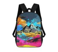 sinyumoney 3D Printed Children Backpacks Colorful Egyptian Pyramids Art Print Rucksacks Backpacks Fashion Casual Daypack Cute Travel Bags Outdoor Casual Daypack for Boy And Girl