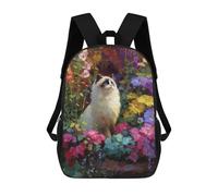 sinyumoney 3D Printed Children Backpacks Colorful Flower Garden Cat Rucksacks Backpacks Fashion Casual Daypack Cute Travel Bags Outdoor Casual Daypack for Boy And Girl