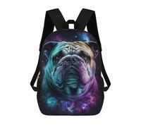 sinyumoney 3D Printed Children Backpacks Cosmic Bulldog Portrait-4 Rucksacks Backpacks Fashion Casual Daypack Cute Travel Bags Outdoor Casual Daypack for Boy And Girl