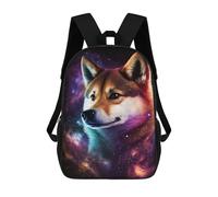 sinyumoney 3D Printed Children Backpacks Cosmic Wolf Portrait-3 Rucksacks Backpacks Fashion Casual Daypack Cute Travel Bags Outdoor Casual Daypack for Boy And Girl