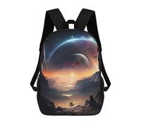 sinyumoney 3D Printed Children Backpacks Dawn Of Saturn Landscape Rucksacks Backpacks Fashion Casual Daypack Cute Travel Bags Outdoor Casual Daypack for Boy And Girl