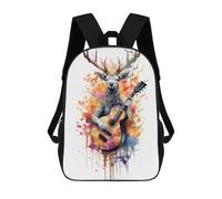 sinyumoney 3D Printed Children Backpacks Deer Playing Guitars Rucksacks Backpacks Fashion Casual Daypack Cute Travel Bags Outdoor Casual Daypack for Boy And Girl
