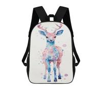 sinyumoney 3D Printed Children Backpacks Deer Watercolor Rucksacks Backpacks Fashion Casual Daypack Cute Travel Bags Outdoor Casual Daypack for Boy And Girl