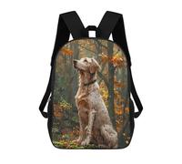 sinyumoney 3D Printed Children Backpacks Dog in Autumn Forest Illustration Rucksacks Backpacks Fashion Casual Daypack Cute Travel Bags Outdoor Casual Daypack for Boy And Girl