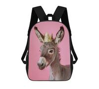sinyumoney 3D Printed Children Backpacks Donkey Pastel Crown Rucksacks Backpacks Fashion Casual Daypack Cute Travel Bags Outdoor Casual Daypack for Boy And Girl