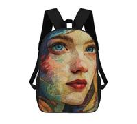 sinyumoney 3D Printed Children Backpacks Embroidered Portrait of A Woman Rucksacks Backpacks Fashion Casual Daypack Cute Travel Bags Outdoor Casual Daypack for Boy And Girl