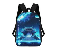 sinyumoney 3D Printed Children Backpacks Fantasy Temple in Starry Sky Rucksacks Backpacks Fashion Casual Daypack Cute Travel Bags Outdoor Casual Daypack for Boy And Girl