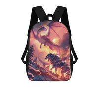 sinyumoney 3D Printed Children Backpacks Flying Dragon Flaming Wolf Rucksacks Backpacks Fashion Casual Daypack Cute Travel Bags Outdoor Casual Daypack for Boy And Girl