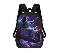 sinyumoney 3D Printed Children Backpacks Galactic Rhino Portrait-16 Rucksacks Backpacks Fashion Casual Daypack Cute Travel Bags Outdoor Casual Daypack for Boy And Girl