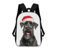 sinyumoney 3D Printed Children Backpacks Giant Schnauzer Dog with Santa Hat Rucksacks Backpacks Fashion Casual Daypack Cute Travel Bags Outdoor Casual Daypack for Boy And Girl