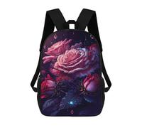 sinyumoney 3D Printed Children Backpacks Glowing Rose Fantasy Art Print Rucksacks Backpacks Fashion Casual Daypack Cute Travel Bags Outdoor Casual Daypack for Boy And Girl