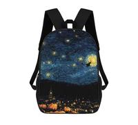 sinyumoney 3D Printed Children Backpacks Halloween Starry Night Rucksacks Backpacks Fashion Casual Daypack Cute Travel Bags Outdoor Casual Daypack for Boy And Girl