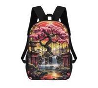 sinyumoney 3D Printed Children Backpacks Kintsugi Asian Cherry Tree Rucksacks Backpacks Fashion Casual Daypack Cute Travel Bags Outdoor Casual Daypack for Boy And Girl