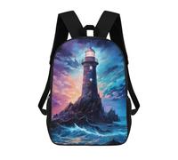 sinyumoney 3D Printed Children Backpacks Lighthouse at Night Rucksacks Backpacks Fashion Casual Daypack Cute Travel Bags Outdoor Casual Daypack for Boy And Girl