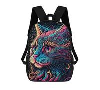 sinyumoney 3D Printed Children Backpacks Line Art Cat Rucksacks Backpacks Fashion Casual Daypack Cute Travel Bags Outdoor Casual Daypack for Boy And Girl