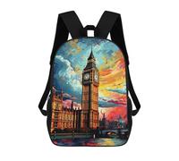 sinyumoney 3D Printed Children Backpacks London's Vibrant Skyline -3 Rucksacks Backpacks Fashion Casual Daypack Cute Travel Bags Outdoor Casual Daypack for Boy And Girl