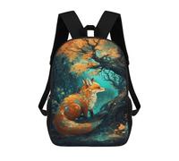 sinyumoney 3D Printed Children Backpacks Magical Forest Fox Rucksacks Backpacks Fashion Casual Daypack Cute Travel Bags Outdoor Casual Daypack for Boy And Girl