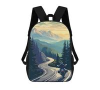 sinyumoney 3D Printed Children Backpacks Motorcycle Curvy Road Rucksacks Backpacks Fashion Casual Daypack Cute Travel Bags Outdoor Casual Daypack for Boy And Girl