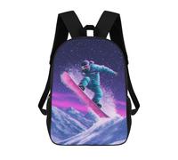 sinyumoney 3D Printed Children Backpacks Neon Snowboarder in Action Rucksacks Backpacks Fashion Casual Daypack Cute Travel Bags Outdoor Casual Daypack for Boy And Girl