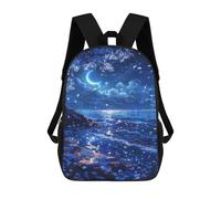 sinyumoney 3D Printed Children Backpacks Night Sky with Moon And Stars Rucksacks Backpacks Fashion Casual Daypack Cute Travel Bags Outdoor Casual Daypack for Boy And Girl