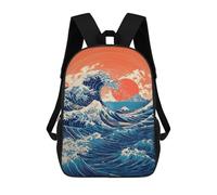 sinyumoney 3D Printed Children Backpacks Ocean Wave Sunset Poster Rucksacks Backpacks Fashion Casual Daypack Cute Travel Bags Outdoor Casual Daypack for Boy And Girl