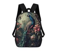 sinyumoney 3D Printed Children Backpacks Peacock in Tropical Jungle Rucksacks Backpacks Fashion Casual Daypack Cute Travel Bags Outdoor Casual Daypack for Boy And Girl