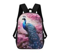 sinyumoney 3D Printed Children Backpacks Peacock with Cherry Blossoms Rucksacks Backpacks Fashion Casual Daypack Cute Travel Bags Outdoor Casual Daypack for Boy And Girl