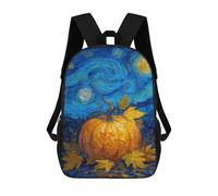 sinyumoney 3D Printed Children Backpacks Pumpkin with Autumn Leaves Rucksacks Backpacks Fashion Casual Daypack Cute Travel Bags Outdoor Casual Daypack for Boy And Girl