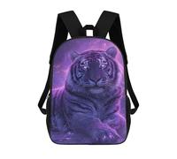 sinyumoney 3D Printed Children Backpacks Purple Tiger Fantasy Artwork Rucksacks Backpacks Fashion Casual Daypack Cute Travel Bags Outdoor Casual Daypack for Boy And Girl