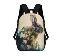 sinyumoney 3D Printed Children Backpacks Rabbit Flowers Rucksacks Backpacks Fashion Casual Daypack Cute Travel Bags Outdoor Casual Daypack for Boy And Girl