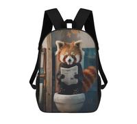 sinyumoney 3D Printed Children Backpacks Red Panda Reading Newspaper Rucksacks Backpacks Fashion Casual Daypack Cute Travel Bags Outdoor Casual Daypack for Boy And Girl