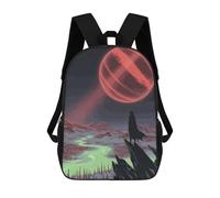 sinyumoney 3D Printed Children Backpacks Red Planet Landscape with Cloaked Figure Rucksacks Backpacks Fashion Casual Daypack Cute Travel Bags Outdoor Casual Daypack for Boy And Girl