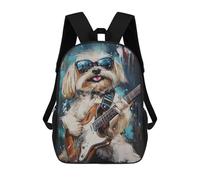 sinyumoney 3D Printed Children Backpacks Rock Star Pup Cool Dog Playing Guitar Rucksacks Backpacks Fashion Casual Daypack Cute Travel Bags Outdoor Casual Daypack for Boy And Girl