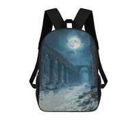 sinyumoney 3D Printed Children Backpacks Ruined Arches Under Moonlight Rucksacks Backpacks Fashion Casual Daypack Cute Travel Bags Outdoor Casual Daypack for Boy And Girl
