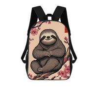 sinyumoney 3D Printed Children Backpacks Sloth Japanese Cherry Blossom Rucksacks Backpacks Fashion Casual Daypack Cute Travel Bags Outdoor Casual Daypack for Boy And Girl